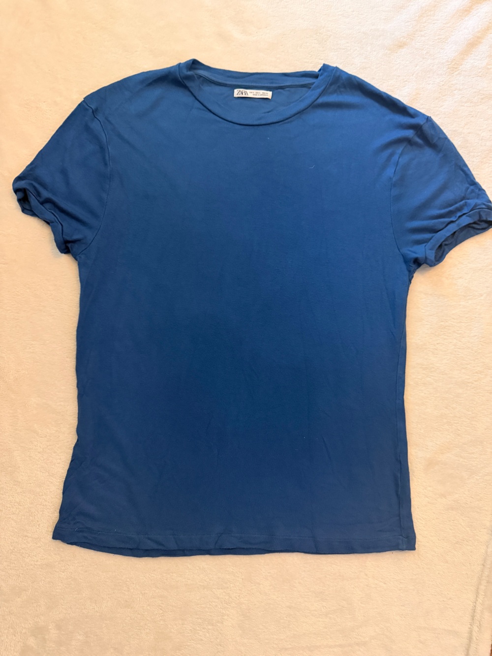 Zara Solid Royal Blue Short Sleeve Tee